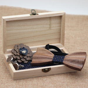 Wood Bow Tie Set 8